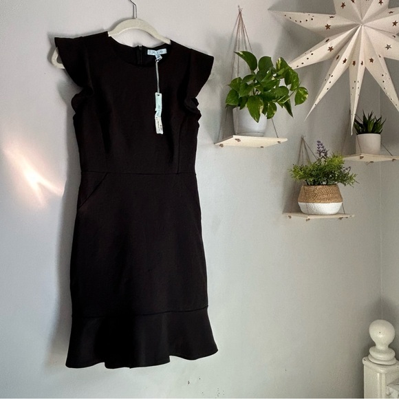 🩷NWT SHE AND SKY LITTLE BLACK DRESS FLOUNCE HEM MINI DRESS DANCE TRENDING - Picture 7 of 8
